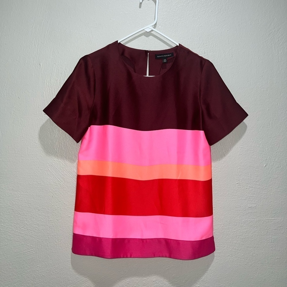 Banana Republic Brown Pink Colorblock Top
